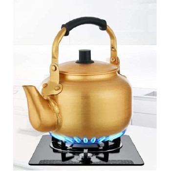 Taj Yellow Kettle 4L Stove Top Tea Kettle Golden Kettle Karak Tea Kettle Camping Kettle Coffee Kettle Aluminium Kettle 4 Litre