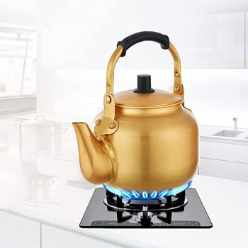 Taj Yellow Kettle 3L Stove Top Tea Kettle Golden Kettle Karak Tea Kettle Camping Kettle Coffee Kettle Aluminium 3 Litre