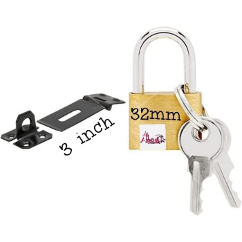 Abbasali Hasp Lock Black 3In With Mini Padlock & 3 Key 32Mm