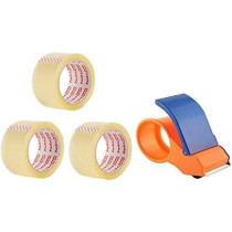 Abbasali Packing Tape Clear Transparent Tape 3 Pcs 2 Inch X 100 Yard With Tape Cutter Roll Dispenser