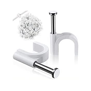 Abbasali Electrical Cable Wire Round Clips Steel Nails Tacks Holder For Organizing Electric Wires Cables Lines White 5Mm 100Pcs