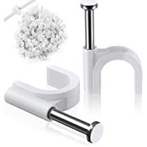 Abbasali Electrical Cable Wire Round Clips Steel Nails Tacks Holder For Organizing Electric Wires Cables Lines White 5Mm 100Pcs