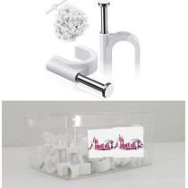 Abbasali Electrical Cable Wire Round Clips Steel Nails Tacks Holder For Organizing Electric Wires Cables Lines White 5Mm 100Pcs