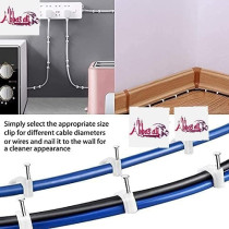 Abbasali Electrical Cable Wire Round Clips Steel Nails Tacks Holder For Organizing Electric Wires Cables Lines White 5Mm 100Pcs
