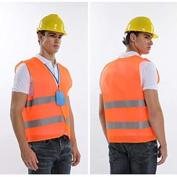 Abbasali Reflective Vest Working Clothes High Visibility Day Night Warning Safety Vest, Orange