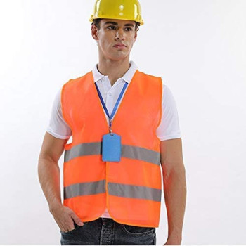 Abbasali Reflective Vest Working Clothes High Visibility Day Night Warning Safety Vest, Orange
