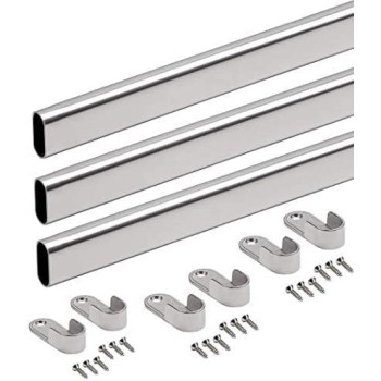 Abbasali 95 Cm Wardrobe BarClothes Rod Closet And Cupboard OrganizerChromed Steel Pack Of 9