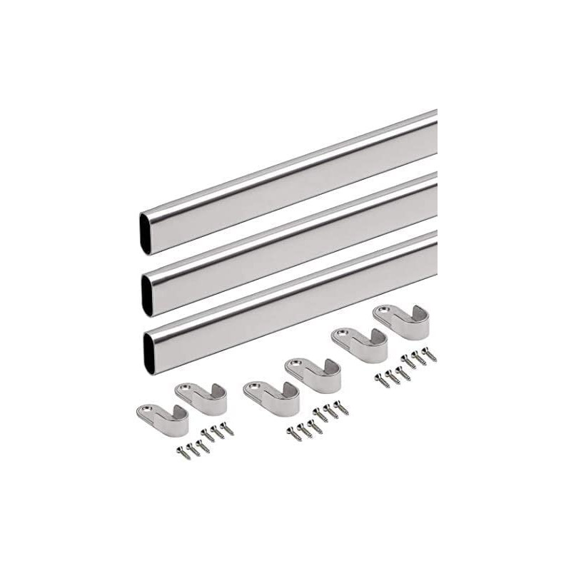 Abbasali 95 Cm Wardrobe BarClothes Rod Closet And Cupboard OrganizerChromed Steel Pack Of 9