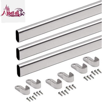Abbasali 95 Cm Wardrobe BarClothes Rod Closet And Cupboard OrganizerChromed Steel Pack Of 9