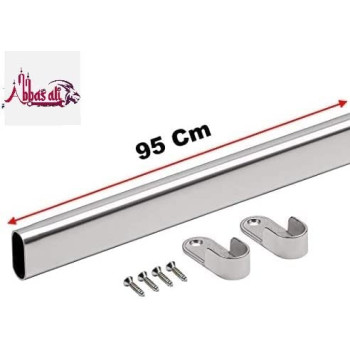 Abbasali 95 Cm Wardrobe BarClothes Rod Closet And Cupboard OrganizerChromed Steel Pack Of 9