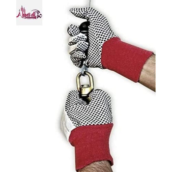 Abbasali Drill Doted Cotton Gloves Knitted Glove Safety Dotted Grip Free Size 8Oz 6 Pair