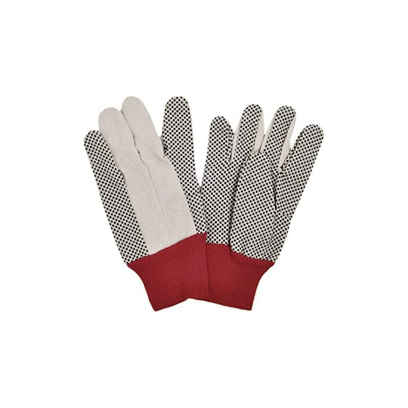 Abbasali Drill Doted Cotton Gloves Knitted Glove Safety Dotted Grip Free Size 8Oz 3 Pair