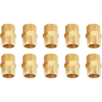 Akozon Hex Nipple Brass Fitting Brass Hex Nipple 1 4 Bsp To 1 4 Bsp External Thread Brass Set Of 10 Pcs
