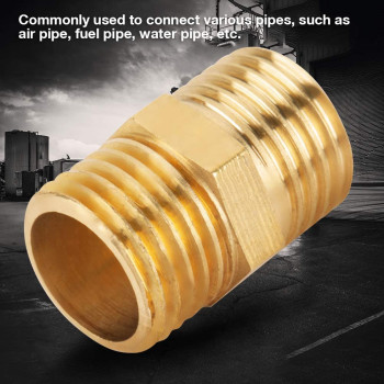 Akozon Hex Nipple Brass Fitting Brass Hex Nipple 1 4 Bsp To 1 4 Bsp External Thread Brass Set Of 10 Pcs