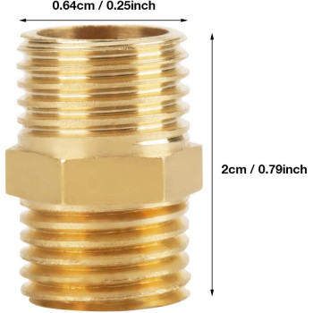 Akozon Hex Nipple Brass Fitting Brass Hex Nipple 1 4 Bsp To 1 4 Bsp External Thread Brass Set Of 10 Pcs