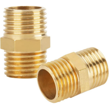 Akozon Hex Nipple Brass Fitting Brass Hex Nipple 1 4 Bsp To 1 4 Bsp External Thread Brass Set Of 10 Pcs