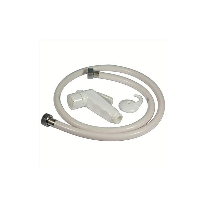 Giada Muslim Toilet Shower Spray Kit White With Flexible Hose And Wall Bracket