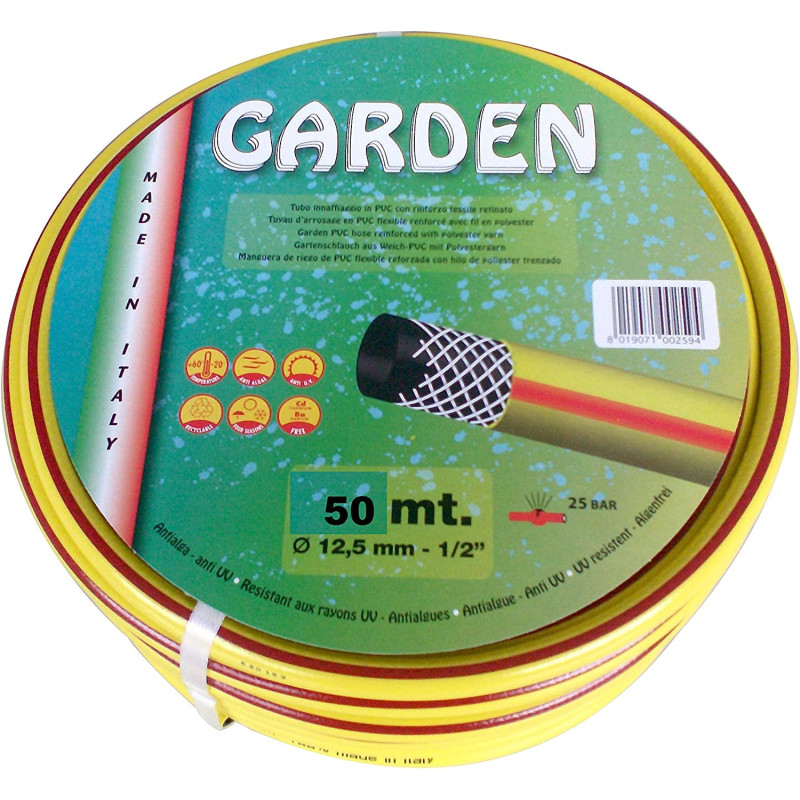Italian Pvc Reinforce Flexible Hose Pipe 0.5 Inch And 50 Meters Length Yellow