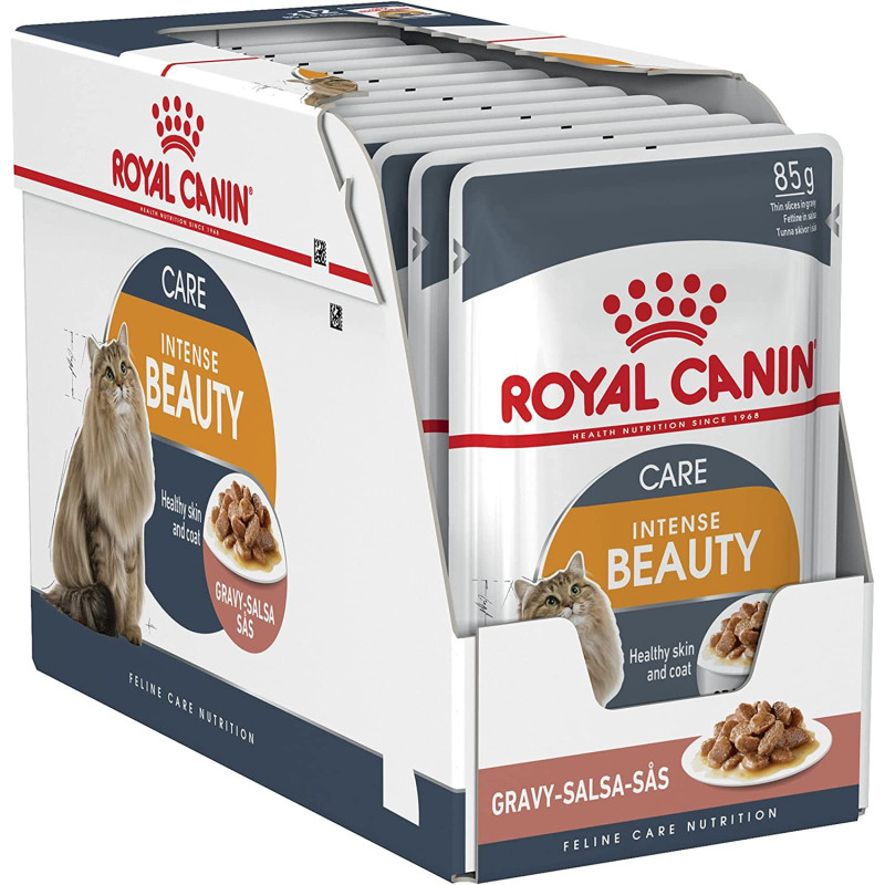Royal Canin Feline Care Nutrition Intense Beauty Gravy 12 x 85g, Cat Wet Food Pouches