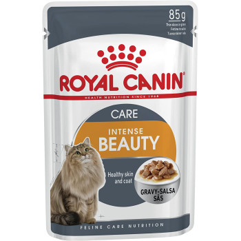  Royal Canin Feline Care Nutrition Intense Beauty Gravy 12 x 85g, Cat Wet Food Pouches