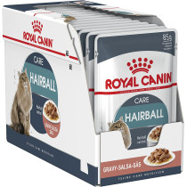 Royal Canin Feline Care Nutrition Hairball Gravy Cat Wet Food Pouches 12X 85g , Adult Cat Food