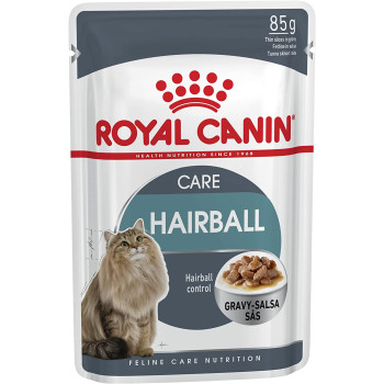Royal Canin Feline Care Nutrition Hairball Gravy Cat Wet Food Pouches 12X 85g , Adult Cat Food