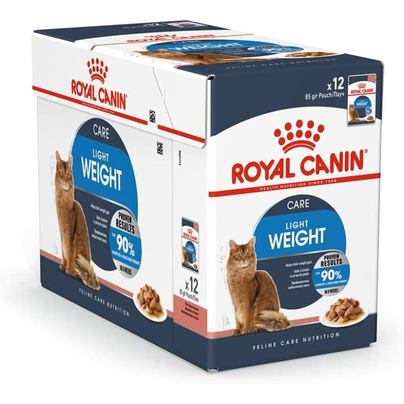 Royal Canin Feline Care Nutrition Light Weight Care Cat Wet Food Pouches - 12X85g, Adult Cat Foods