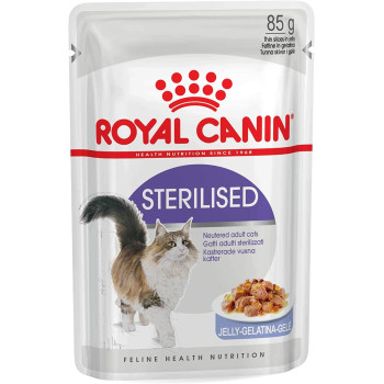 Royal Canin Feline Health Nutrition Sterilised Jelly Cat Wet Food pouches - 12 x 85g, Adult Wet Cat Foods