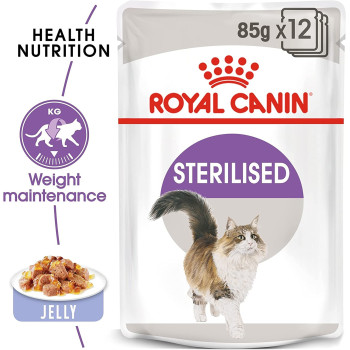 Royal Canin Feline Health Nutrition Sterilised Jelly Cat Wet Food pouches - 12 x 85g, Adult Wet Cat Foods
