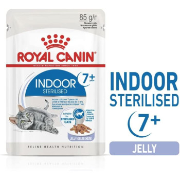 Royal Canin Feline Health Nutrition Indoor 7+ Jelly Cat Wet Food Pouches 12X85g | Cat Wet Food Pouches
