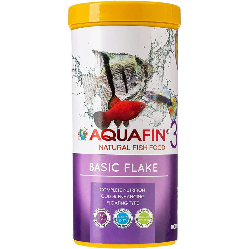 Kw Zone Aquafin Basic Flake Food 1000 ML For All Tropical Fish and Goldfish