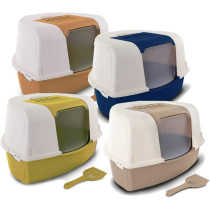 MP Bergamo Toilet Ariel Corner Litter Tray and Scoop for Cats Mix Color X Large