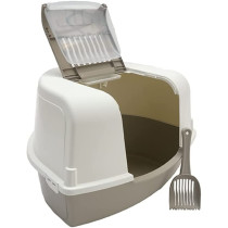 MP Bergamo Toilet Ariel Corner Litter Tray and Scoop for Cats Mix Color X Large