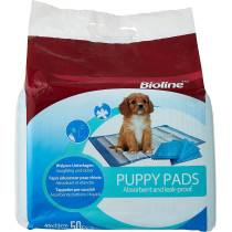Bioline Puppy Training Pads 50 Pcs Absorbent And Leak Proof Non Woven Fabrics Puppy Training Pads White No Value 