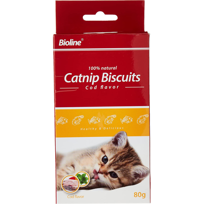 Bioline Natural Cod Flavour Catnip Biscuits 80 G Multicolor