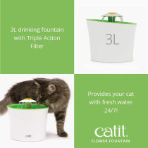 Catit Senses 2.0 Cat Flower Fountain 3L Cat Water Fountain Green