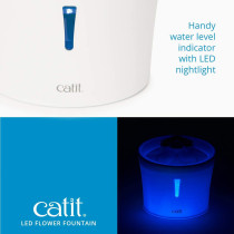 Catit Flower Drinking Fountain With Led Nightlight And Petal Top White