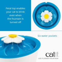 Catit Flower Drinking Fountain With Led Nightlight And Petal Top White