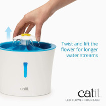 Catit Flower Drinking Fountain With Led Nightlight And Petal Top White