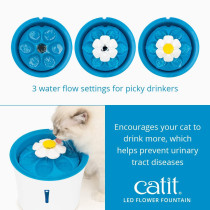 Catit Flower Drinking Fountain With Led Nightlight And Petal Top White