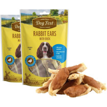 Dog Fest Rabbit Ears With Duck For Adult Dogs Dog Food Treats 90g, 3.17Oz Brown