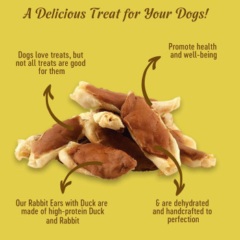 Dog Fest Rabbit Ears With Duck For Adult Dogs Dog Food Treats 90g, 3.17Oz Brown