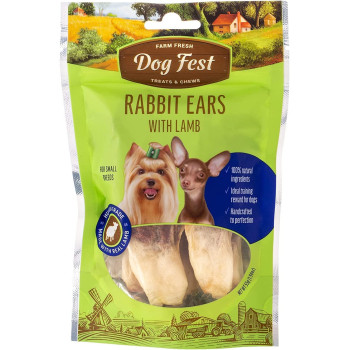 Dog Fest Rabbit Ears With Lamb For Mini Dogs Dog Treats 55G 1.94Oz