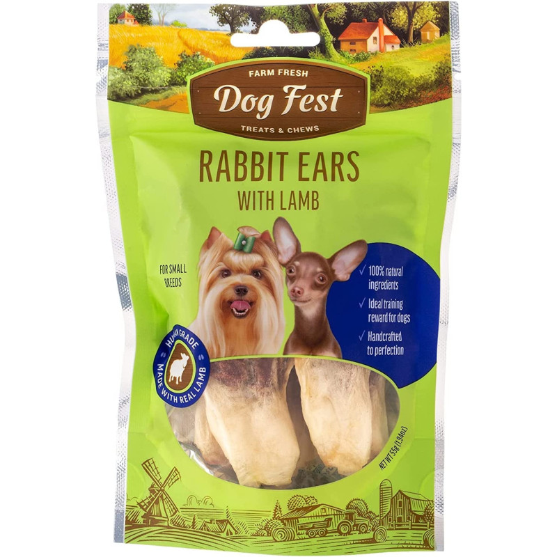 Dog Fest Rabbit Ears With Lamb For Mini Dogs Dog Treats 55G 1.94Oz