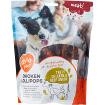 Duvo Plus Chicken Lollipops Soft Chicken Meat Dog Treats 400 G White Brown