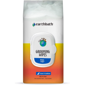 Earthbath Grooming Wipes Mango Tango 100 Pet Wipes 8X7In