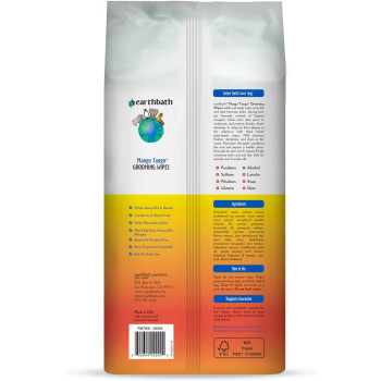Earthbath Grooming Wipes Mango Tango 100 Pet Wipes 8X7In