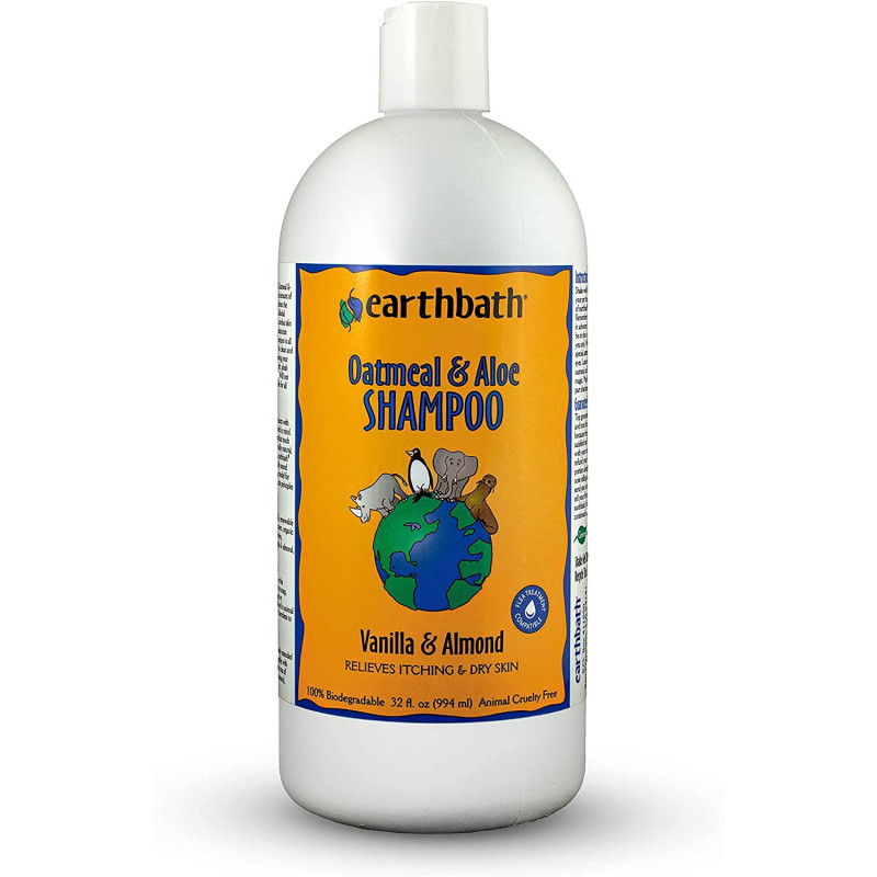 earthbath Oatmeal & Aloe Pet Shampoo Vanilla & Almond Itchy & Dry Skin Relief Soap Free Good for Dogs & Cats 100% Biodegradable & Cruelty Free Give Your Pet That Heavenly Scent 32Fl. Oz