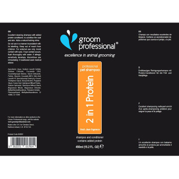Groom Professional 2 In 1 Proten Pet Shampoo Multi Colour 450 ml 842091 450 ml Pack Of 1