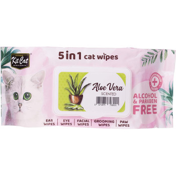 Kitcat 5 In 1 Cat Wipes Aloe Vera Scented 80 Sheets